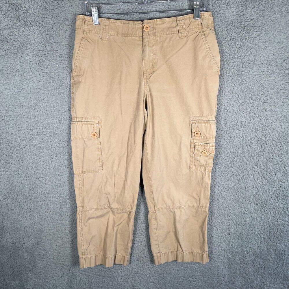 Lauren Jeans Company Womens Cargo Capri Pants Beige Size 6